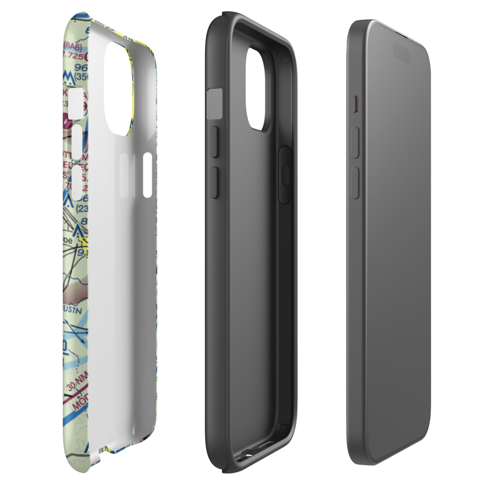 Aero Plantation Airport (NC21) VFR Sectional  Tough iPhone Case iPhone 15 Plus model shown