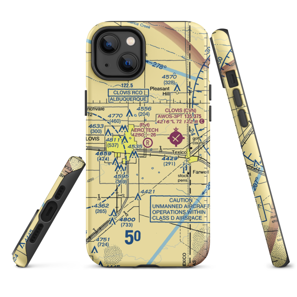 Aero Tech Inc Airport (NM42) VFR Sectional  Tough iPhone Case iPhone 12 mini model shown