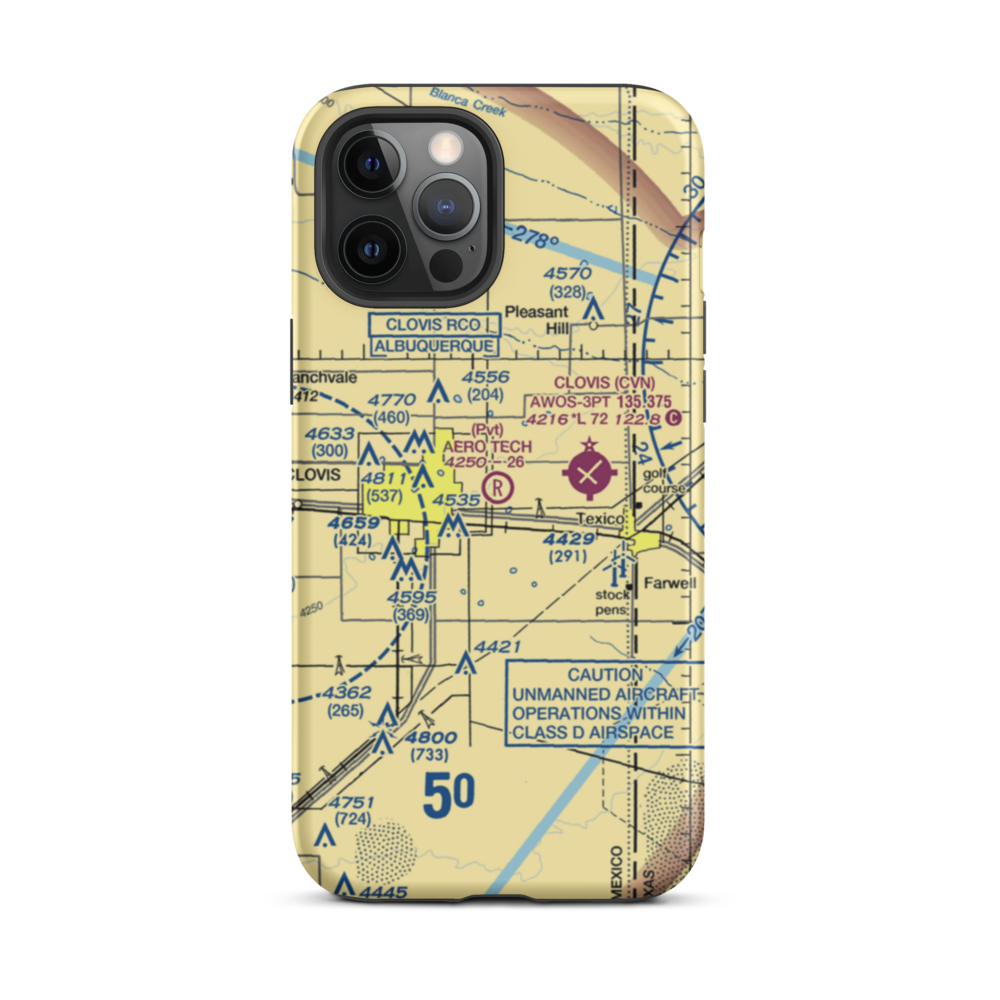 Aero Tech Inc Airport (NM42) VFR Sectional  Tough iPhone Case iPhone 12 Pro Max model shown