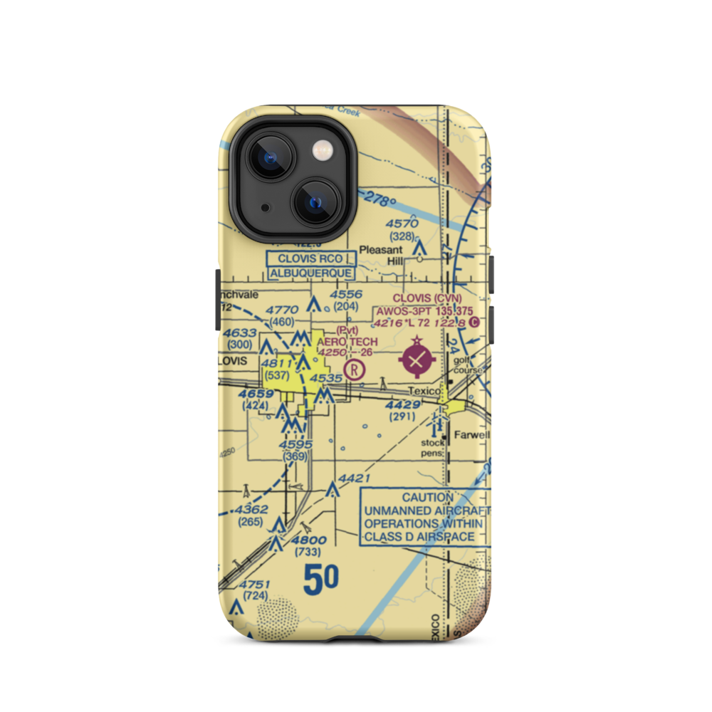 Aero Tech Inc Airport (NM42) VFR Sectional  Tough iPhone Case iPhone 14 model shown