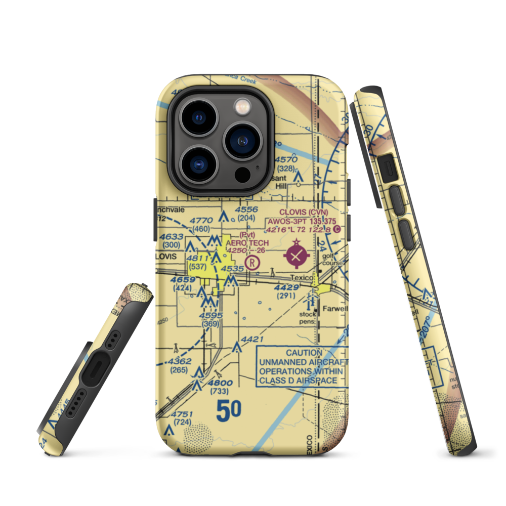 Aero Tech Inc Airport (NM42) VFR Sectional  Tough iPhone Case iPhone 14 Pro model shown