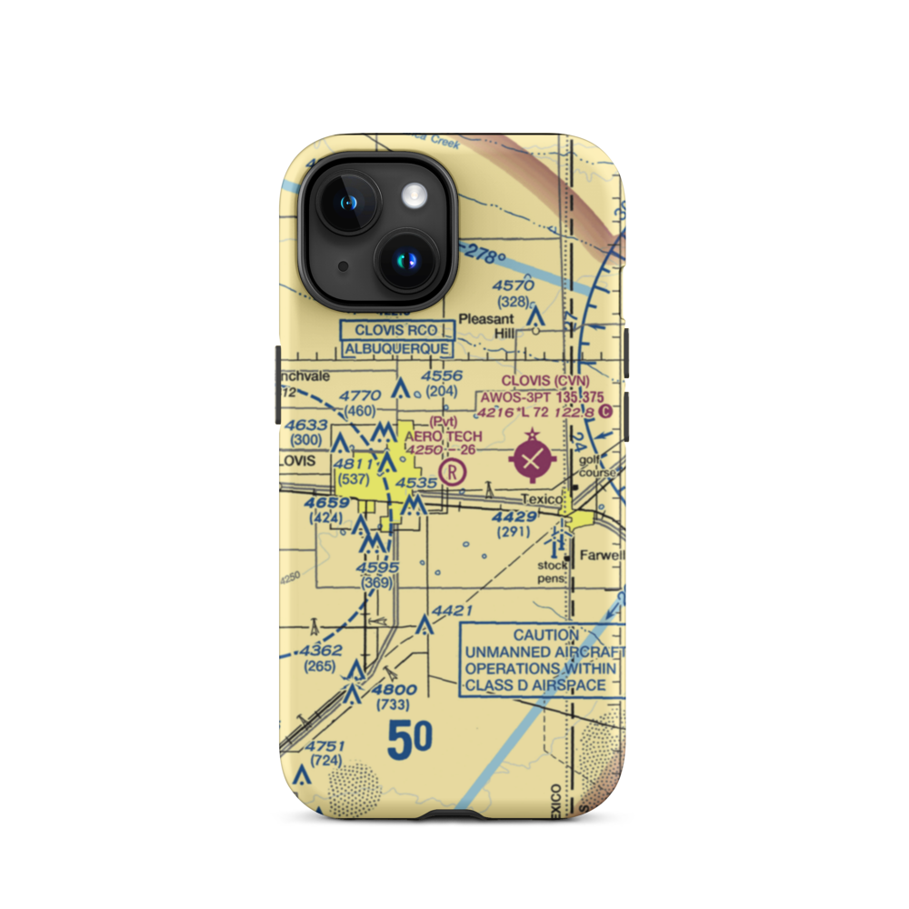 Aero Tech Inc Airport (NM42) VFR Sectional  Tough iPhone Case iPhone 15 model shown