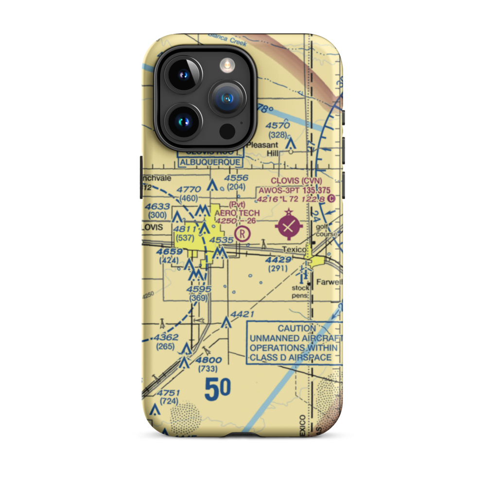 Aero Tech Inc Airport (NM42) VFR Sectional  Tough iPhone Case iPhone 15 Pro Max model shown