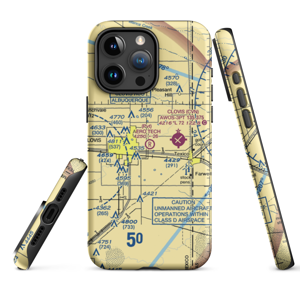 Aero Tech Inc Airport (NM42) VFR Sectional  Tough iPhone Case iPhone 15 Pro Max model shown