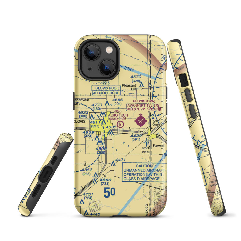 Aero Tech Inc Airport (NM42) VFR Sectional  Tough iPhone Case iPhone 13 model shown