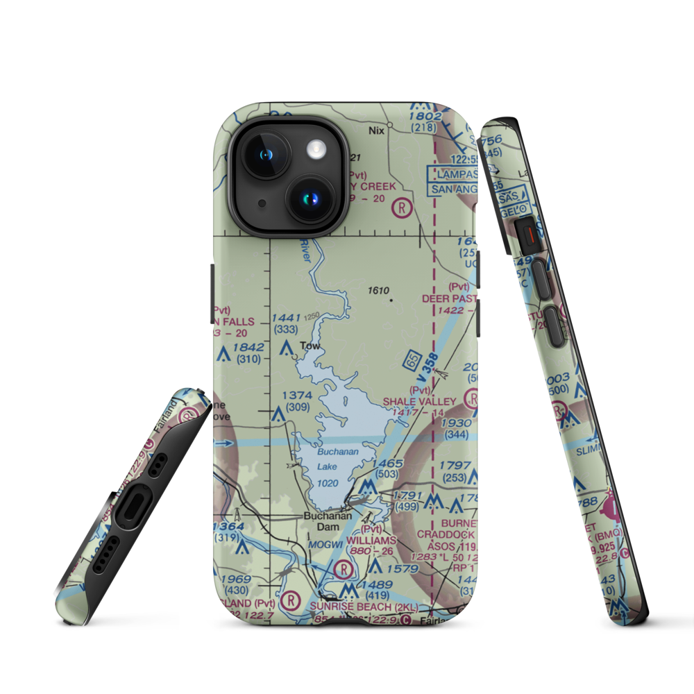 Aero-Bee Ranch Airstrip (89TX) VFR Sectional  Tough iPhone Case iPhone 15 model shown