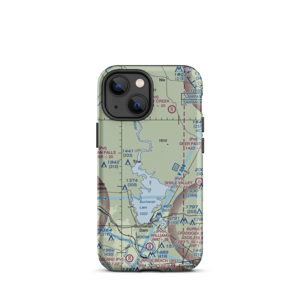 Aero-Bee Ranch Airstrip (89TX) VFR Sectional  Tough iPhone Case iPhone 13 mini model shown