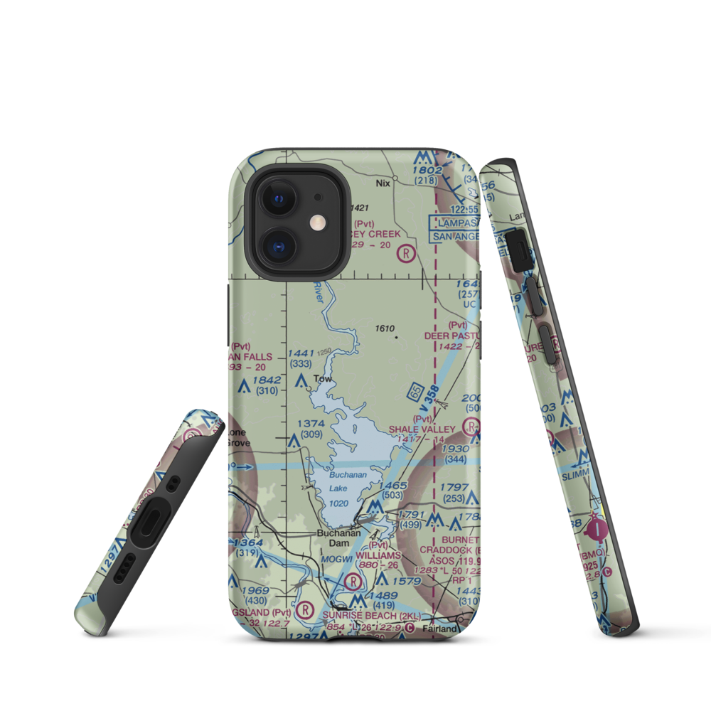 Aero-Bee Ranch Airstrip (89TX) VFR Sectional  Tough iPhone Case iPhone 12 mini model shown