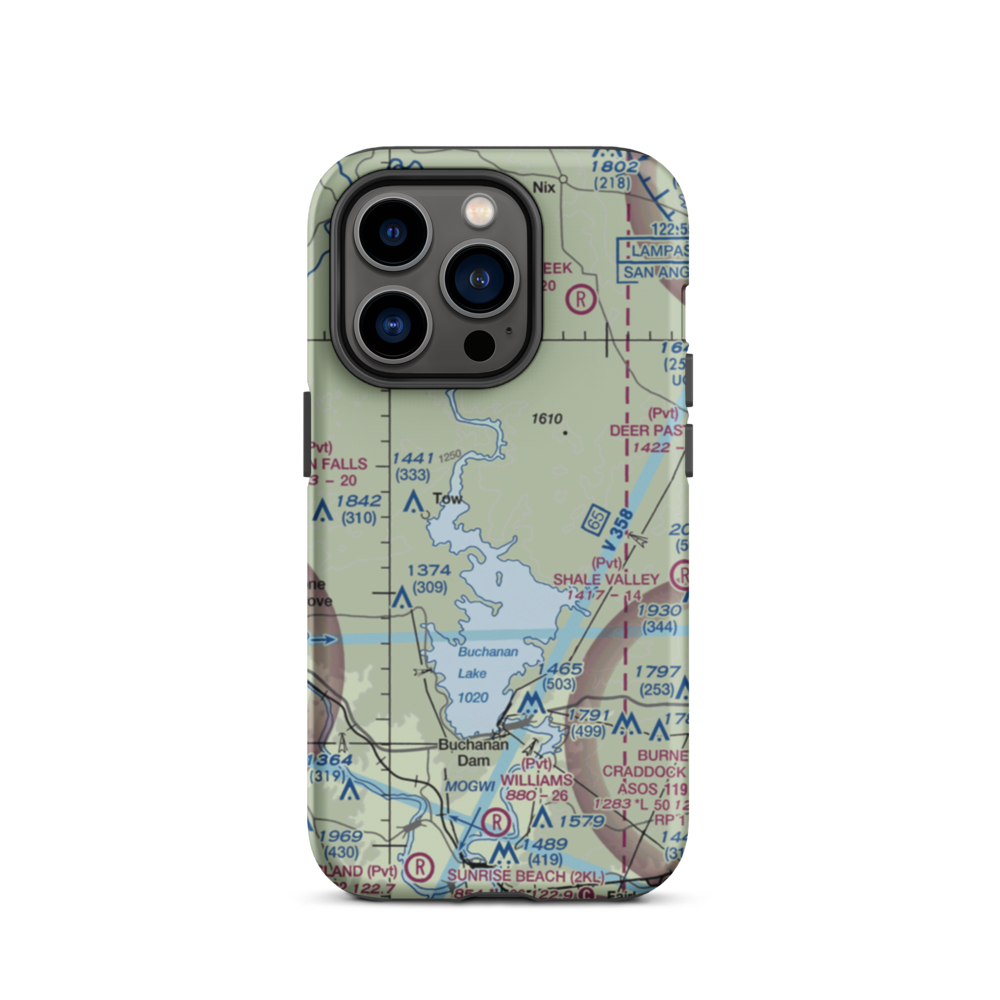 Aero-Bee Ranch Airstrip (89TX) VFR Sectional  Tough iPhone Case iPhone 14 Pro model shown