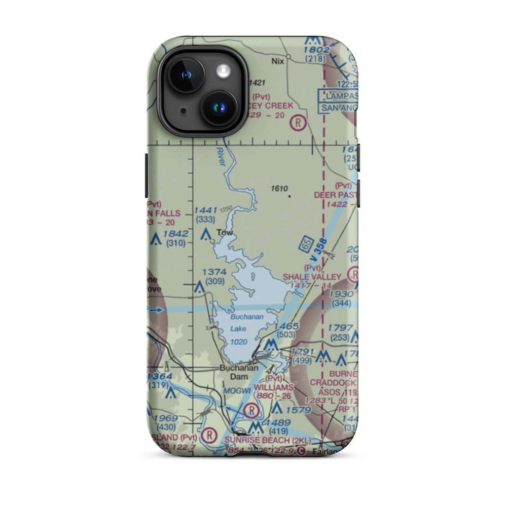 Aero-Bee Ranch Airstrip (89TX) VFR Sectional  Tough iPhone Case iPhone 15 Plus model shown