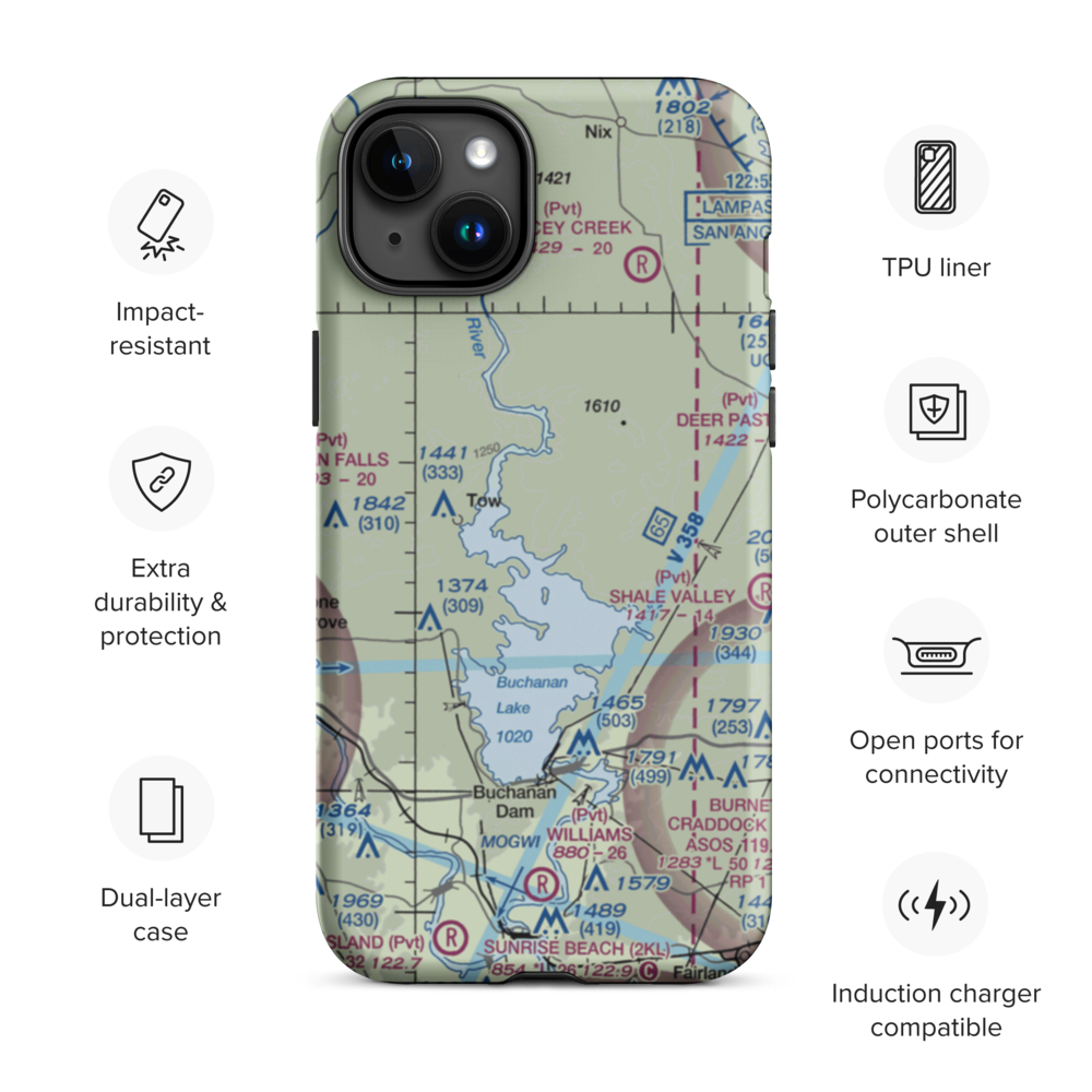 Aero-Bee Ranch Airstrip (89TX) VFR Sectional  Tough iPhone Case iPhone 15 Plus model shown