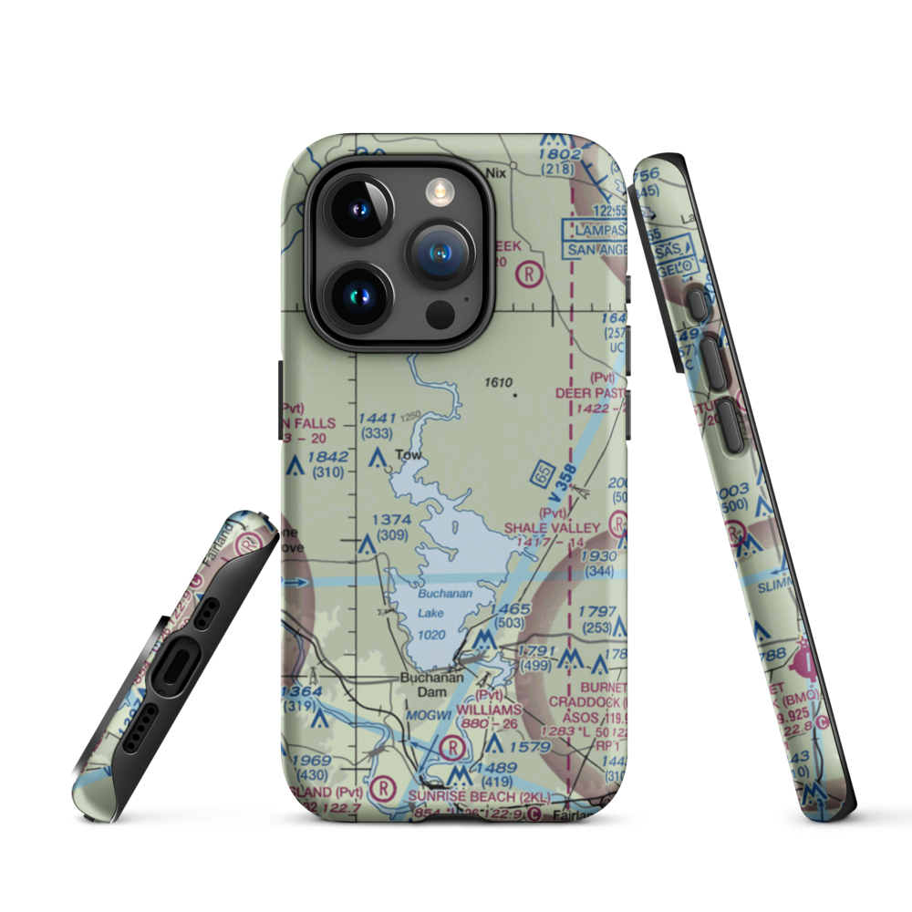 Aero-Bee Ranch Airstrip (89TX) VFR Sectional  Tough iPhone Case iPhone 15 Pro model shown