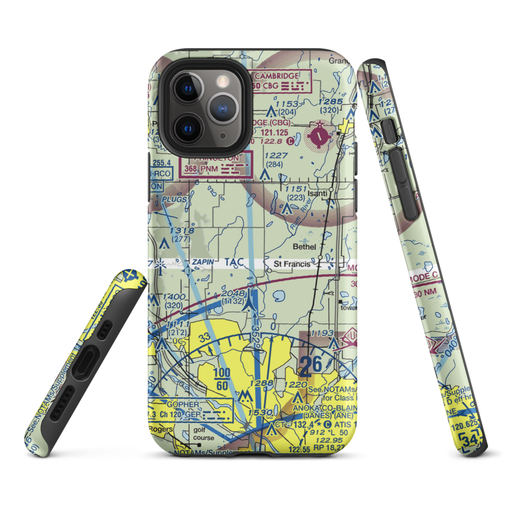 Aero-Plain Airport (MN98) VFR Sectional  Tough iPhone Case iPhone 11 Pro model shown