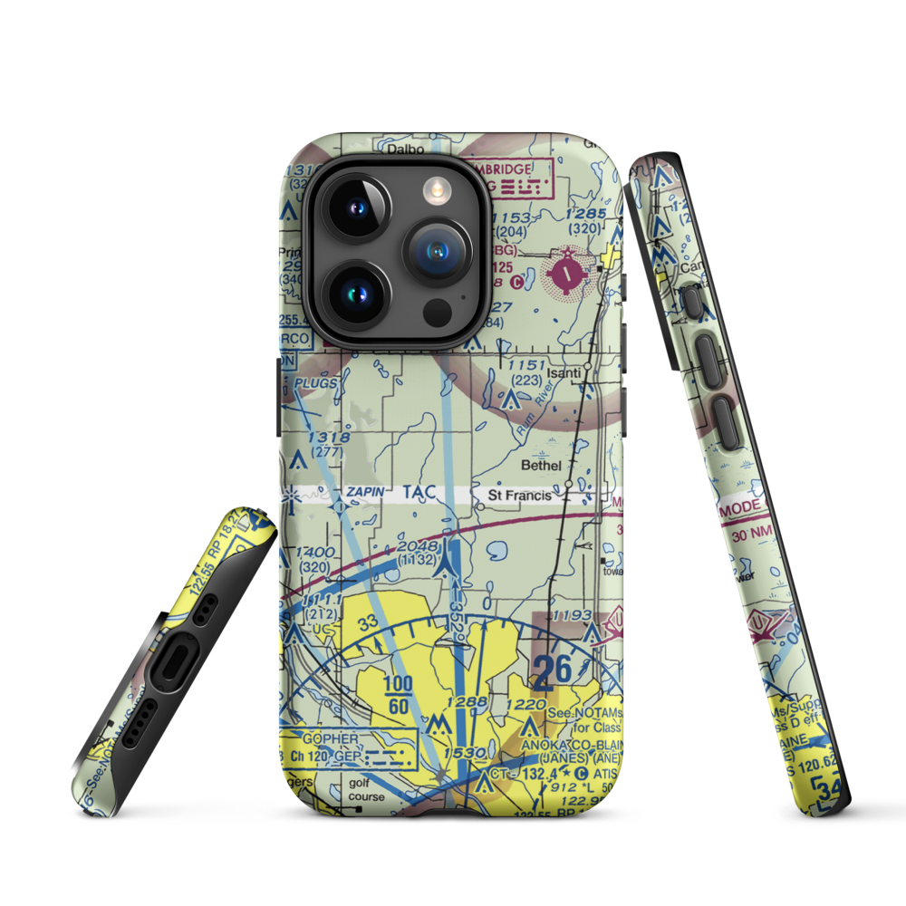 Aero-Plain Airport (MN98) VFR Sectional  Tough iPhone Case iPhone 15 Pro model shown
