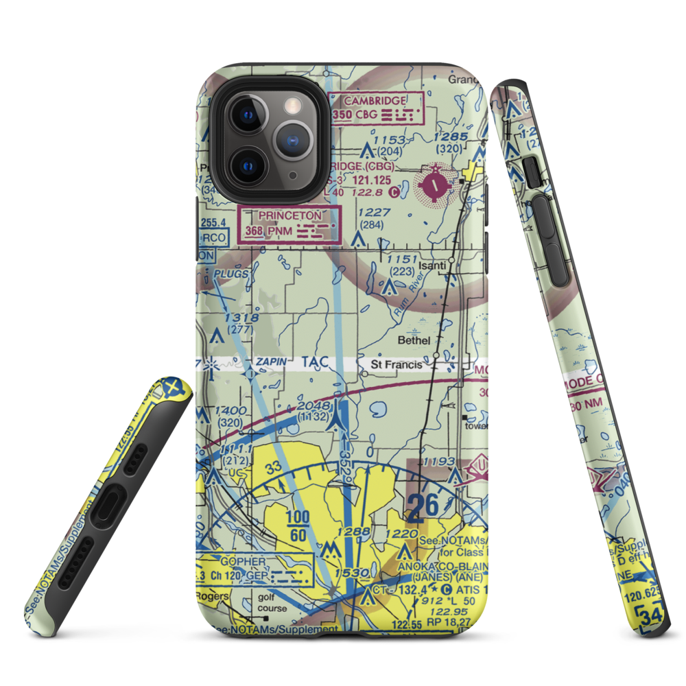 Aero-Plain Airport (MN98) VFR Sectional  Tough iPhone Case iPhone 11 Pro Max model shown