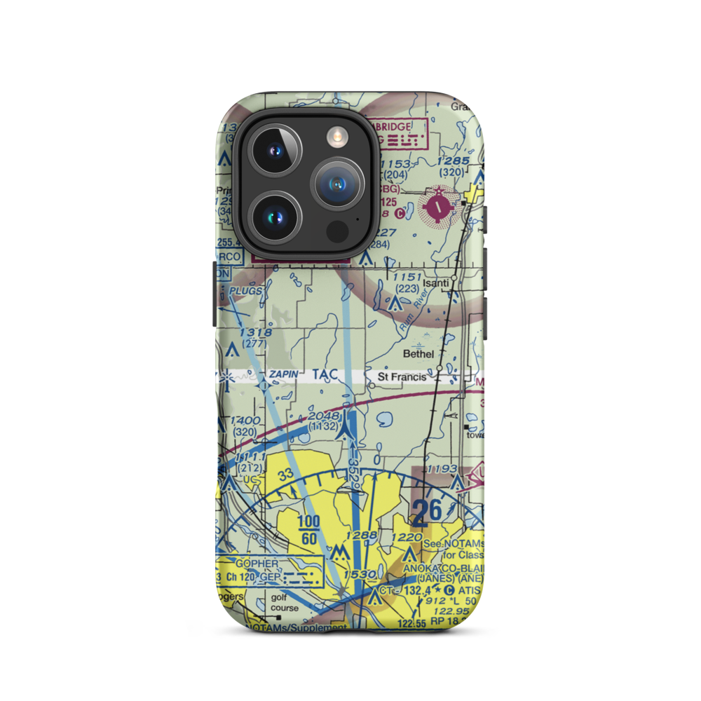 Aero-Plain Airport (MN98) VFR Sectional  Tough iPhone Case iPhone 16 Pro model shown