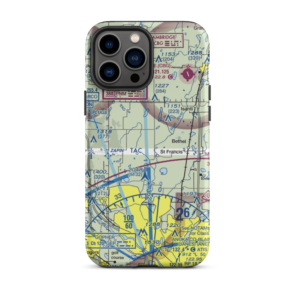 Aero-Plain Airport (MN98) VFR Sectional  Tough iPhone Case iPhone 13 Pro Max model shown