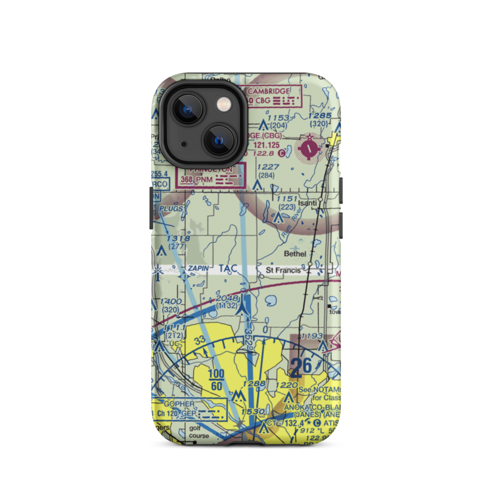 Aero-Plain Airport (MN98) VFR Sectional  Tough iPhone Case iPhone 14 model shown