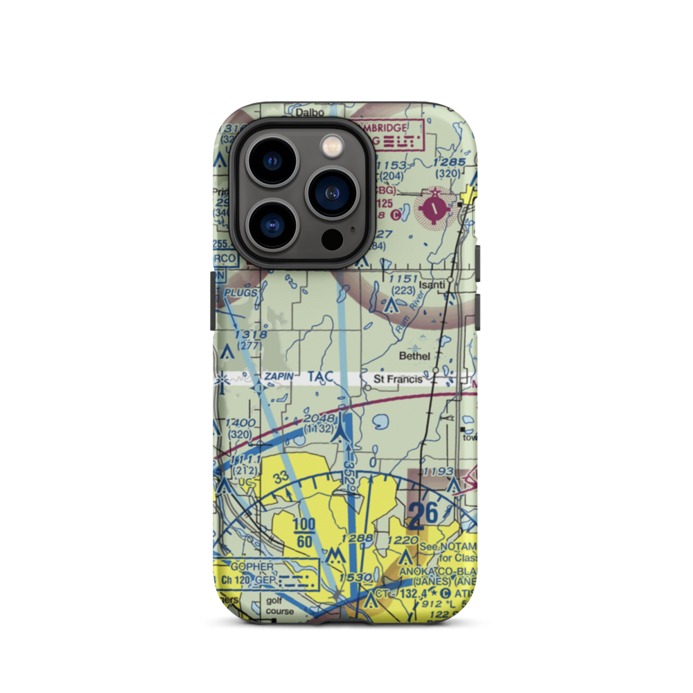 Aero-Plain Airport (MN98) VFR Sectional  Tough iPhone Case iPhone 14 Pro model shown