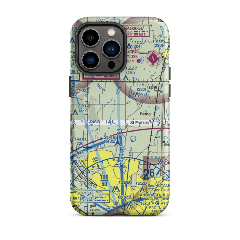 Aero-Plain Airport (MN98) VFR Sectional  Tough iPhone Case iPhone 14 Pro Max model shown