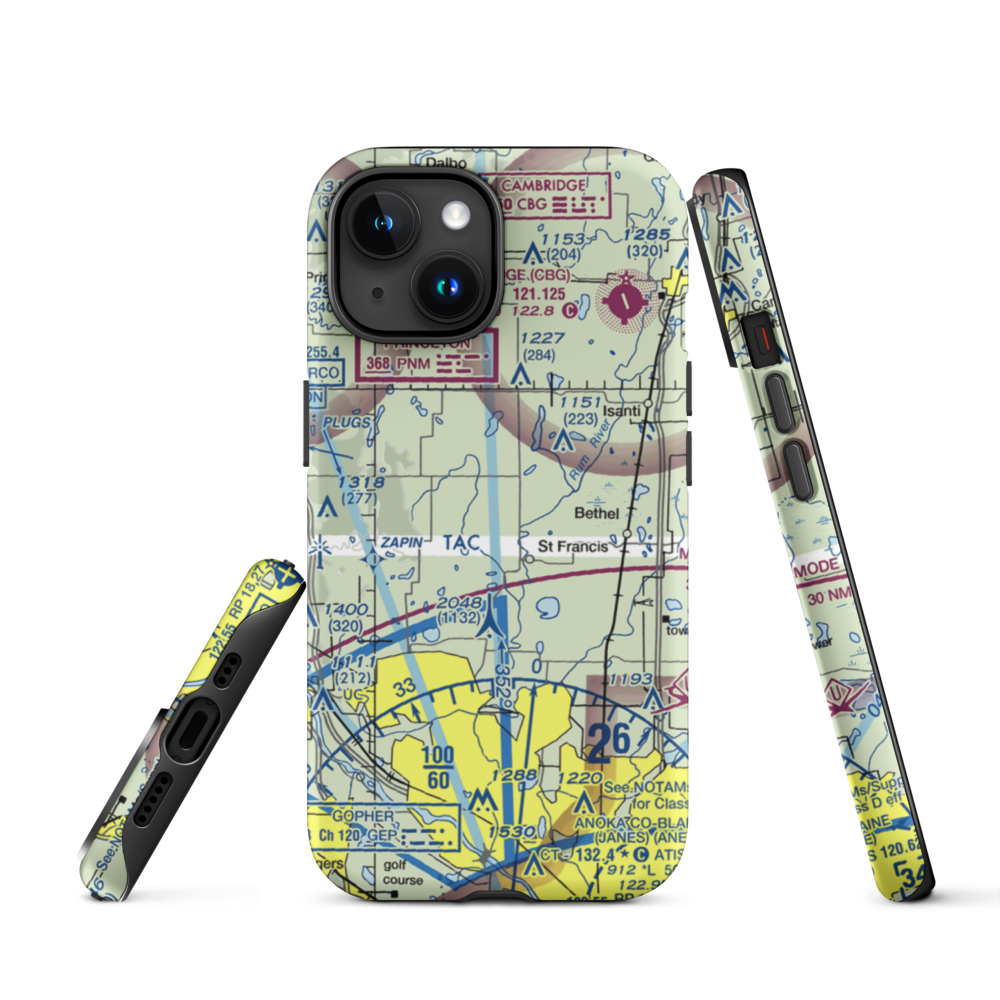Aero-Plain Airport (MN98) VFR Sectional  Tough iPhone Case iPhone 15 model shown