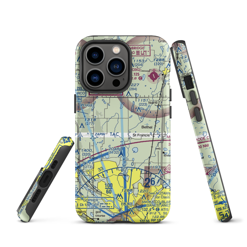 Aero-Plain Airport (MN98) VFR Sectional  Tough iPhone Case iPhone 13 Pro model shown