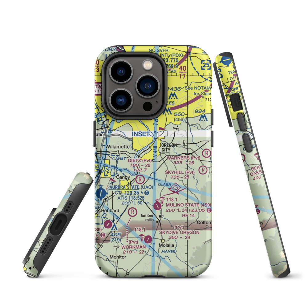 Aeroacres Airport (OG30) VFR Sectional  Tough iPhone Case iPhone 14 Pro model shown