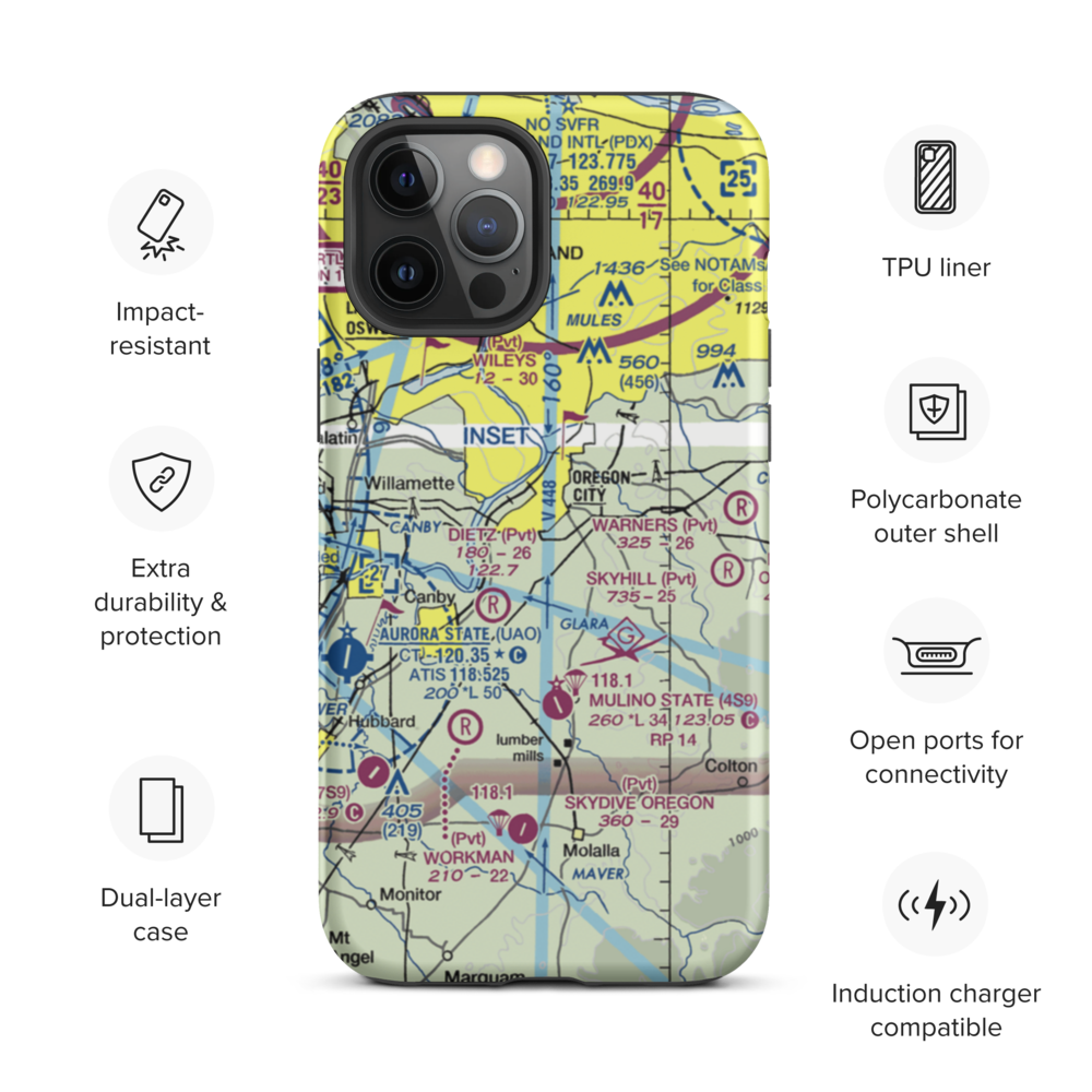 Aeroacres Airport (OG30) VFR Sectional  Tough iPhone Case iPhone 12 Pro Max model shown