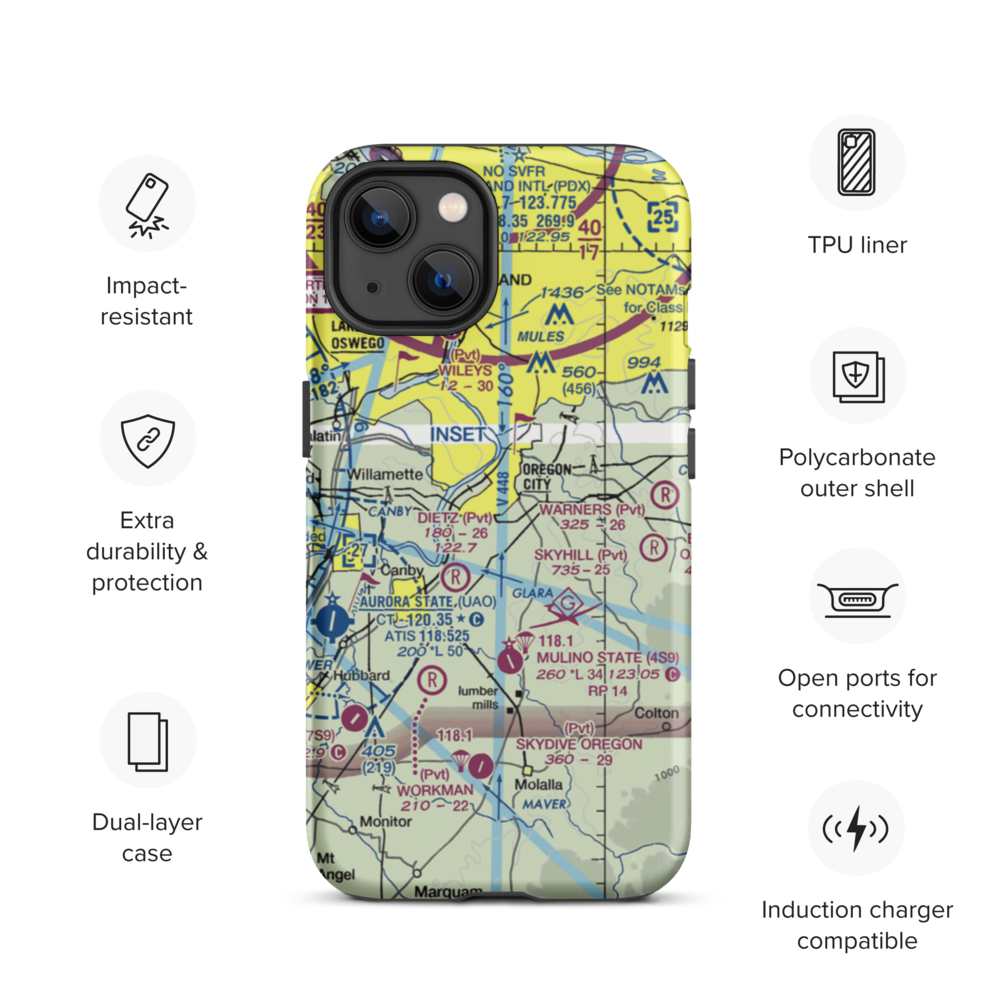 Aeroacres Airport (OG30) VFR Sectional  Tough iPhone Case iPhone 13 model shown