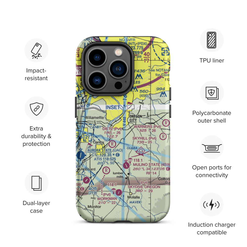 Aeroacres Airport (OG30) VFR Sectional  Tough iPhone Case iPhone 14 Pro model shown