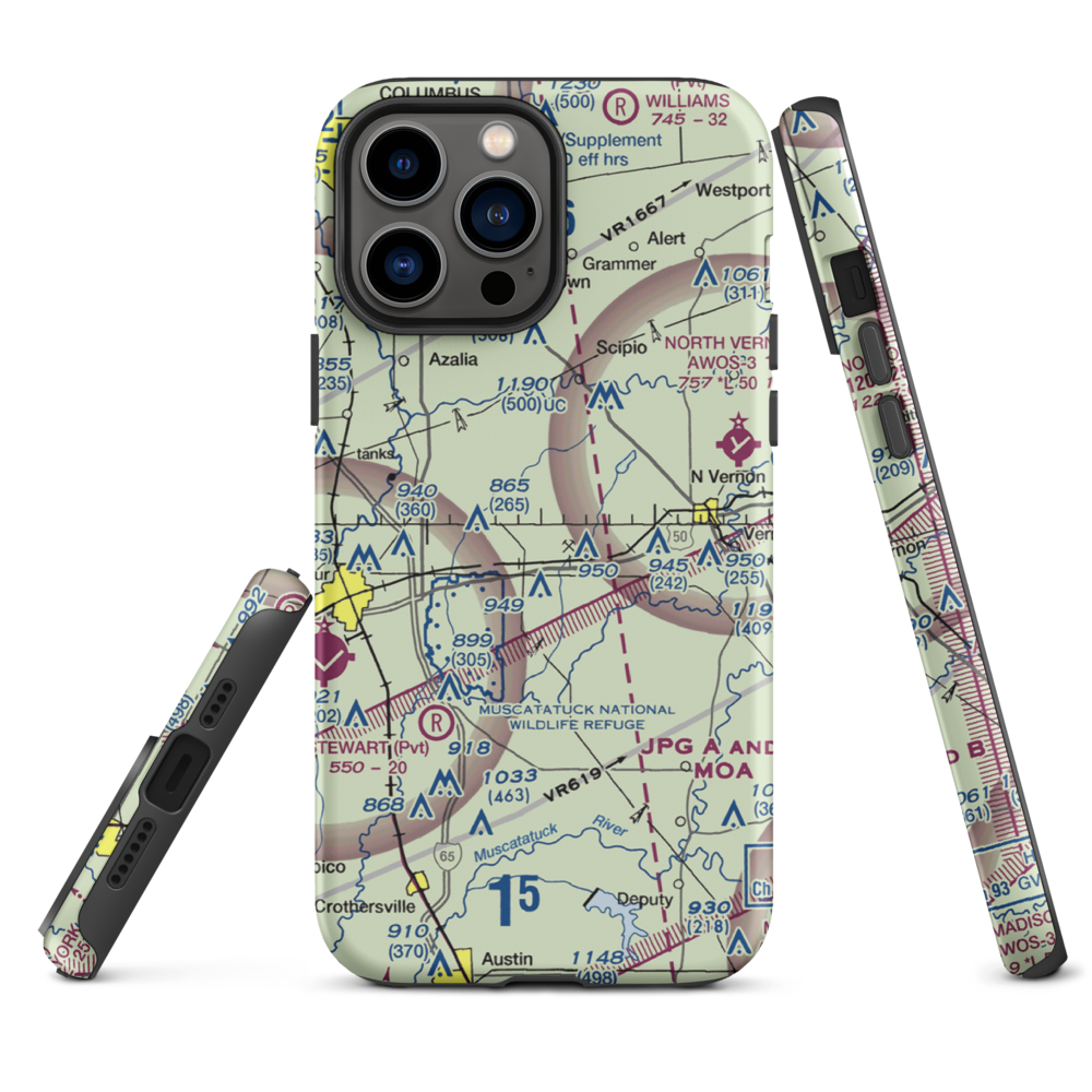 Aerobatic Practice Airport (45IN) VFR Sectional  Tough iPhone Case iPhone 13 Pro Max model shown
