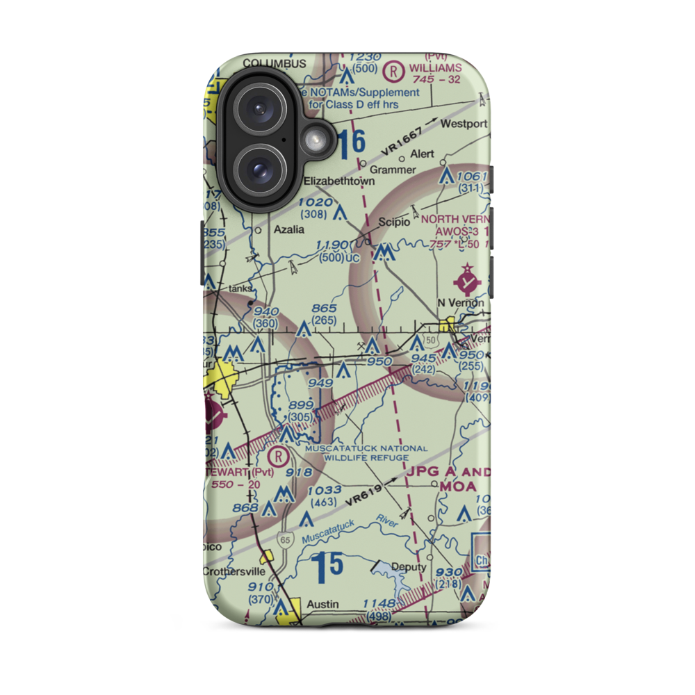Aerobatic Practice Airport (45IN) VFR Sectional  Tough iPhone Case iPhone 16 Plus model shown