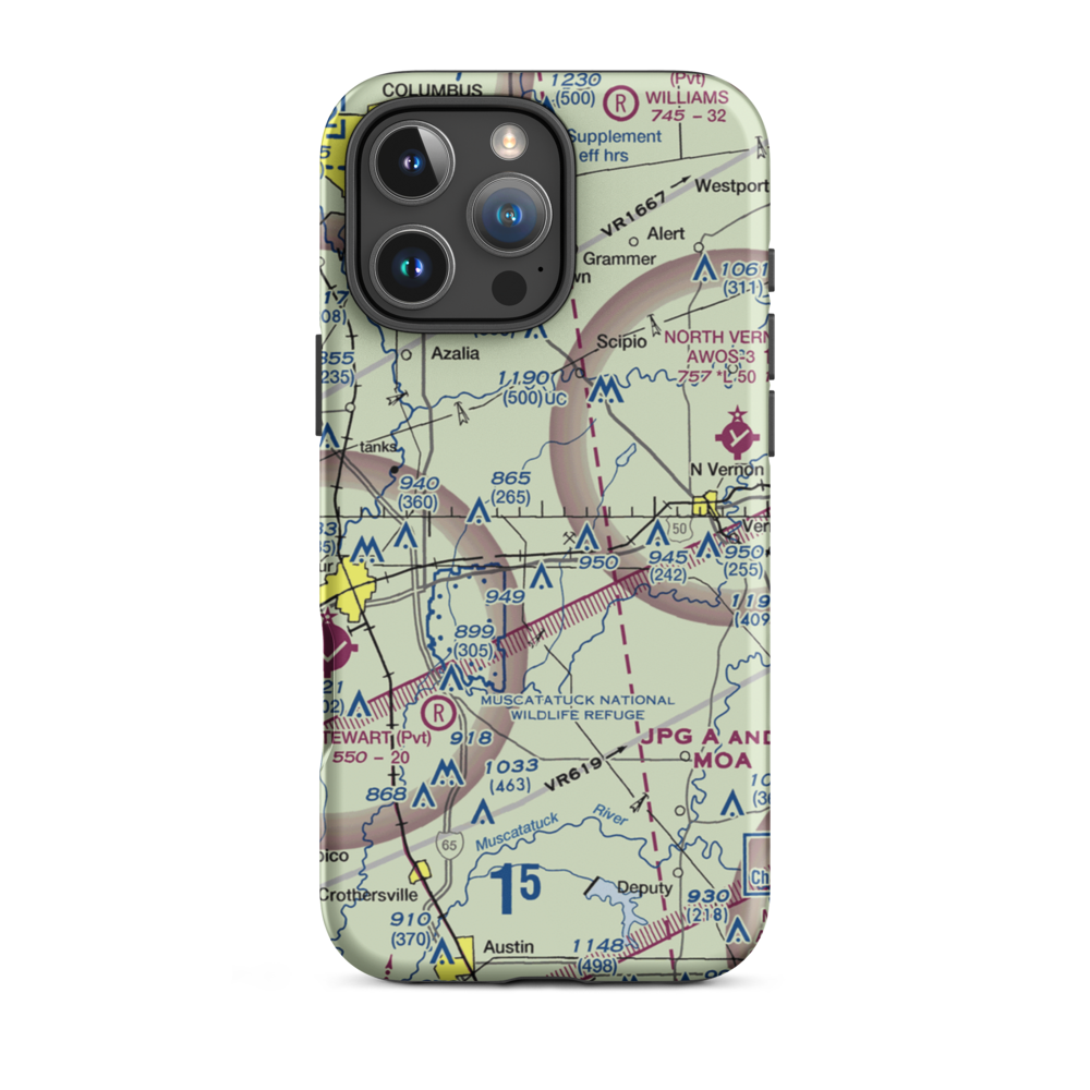 Aerobatic Practice Airport (45IN) VFR Sectional  Tough iPhone Case iPhone 16 Pro Max model shown