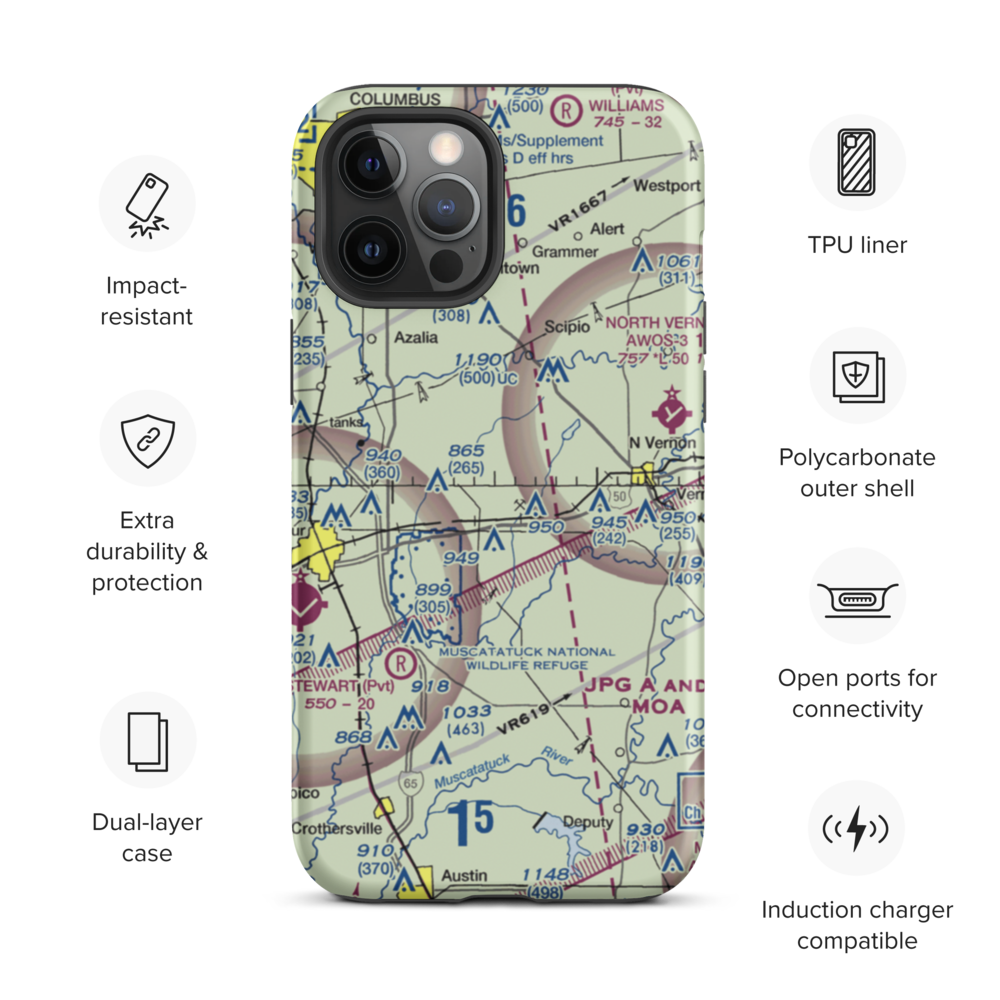 Aerobatic Practice Airport (45IN) VFR Sectional  Tough iPhone Case iPhone 12 Pro Max model shown