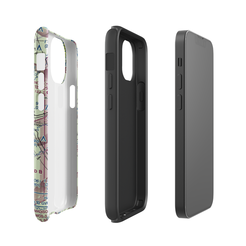 Aerobatic Practice Airport (45IN) VFR Sectional  Tough iPhone Case iPhone 13 mini model shown