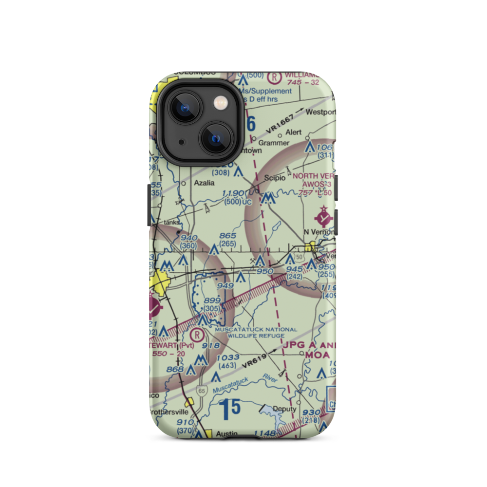 Aerobatic Practice Airport (45IN) VFR Sectional  Tough iPhone Case iPhone 14 model shown