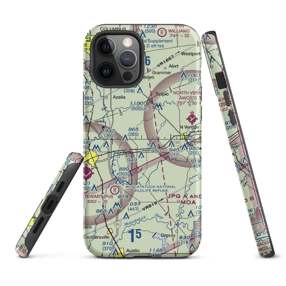 Aerobatic Practice Airport (45IN) VFR Sectional  Tough iPhone Case iPhone 12 Pro Max model shown