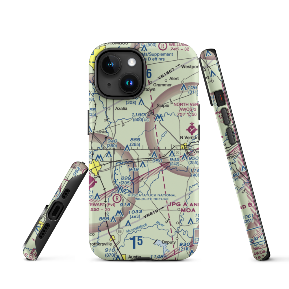 Aerobatic Practice Airport (45IN) VFR Sectional  Tough iPhone Case iPhone 15 model shown