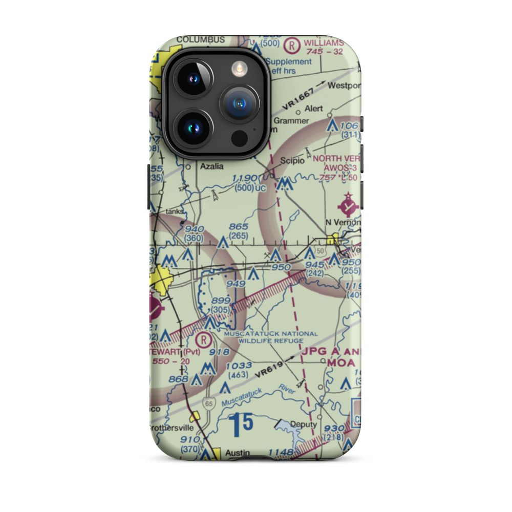 Aerobatic Practice Airport (45IN) VFR Sectional  Tough iPhone Case iPhone 15 Pro Max model shown