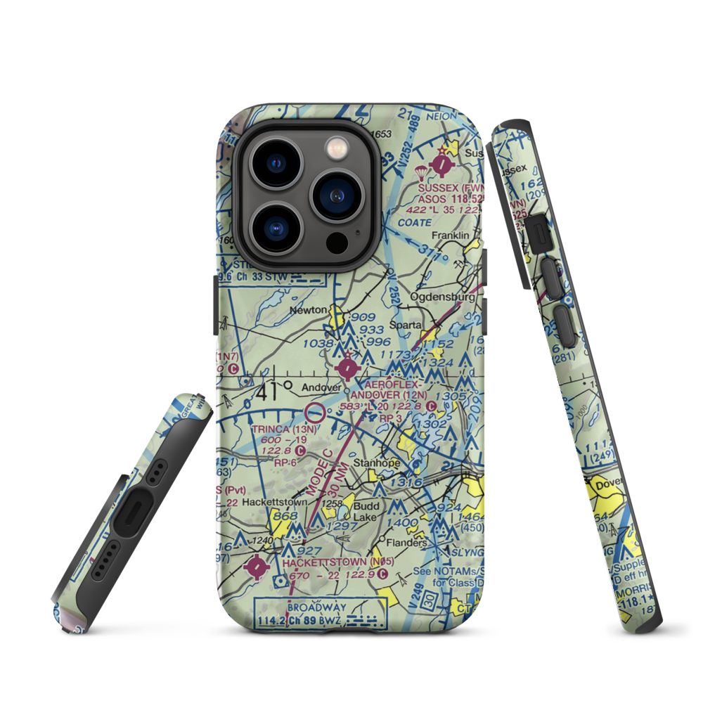 Aeroflex-Andover Airport (12N) VFR Sectional  Tough iPhone Case iPhone 14 Pro model shown