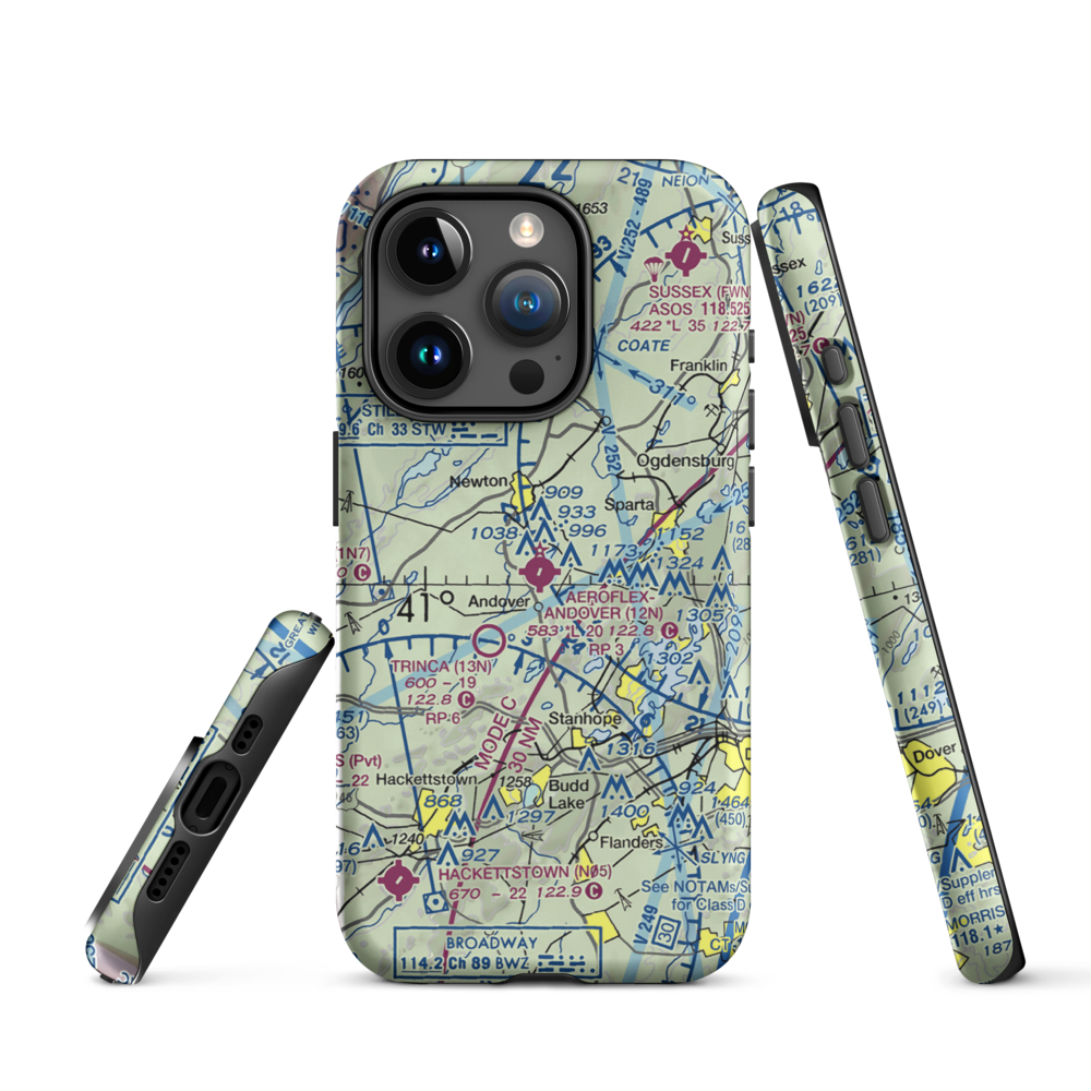 Aeroflex-Andover Airport (12N) VFR Sectional  Tough iPhone Case iPhone 15 Pro model shown