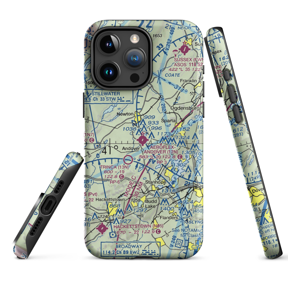 Aeroflex-Andover Airport (12N) VFR Sectional  Tough iPhone Case iPhone 15 Pro Max model shown