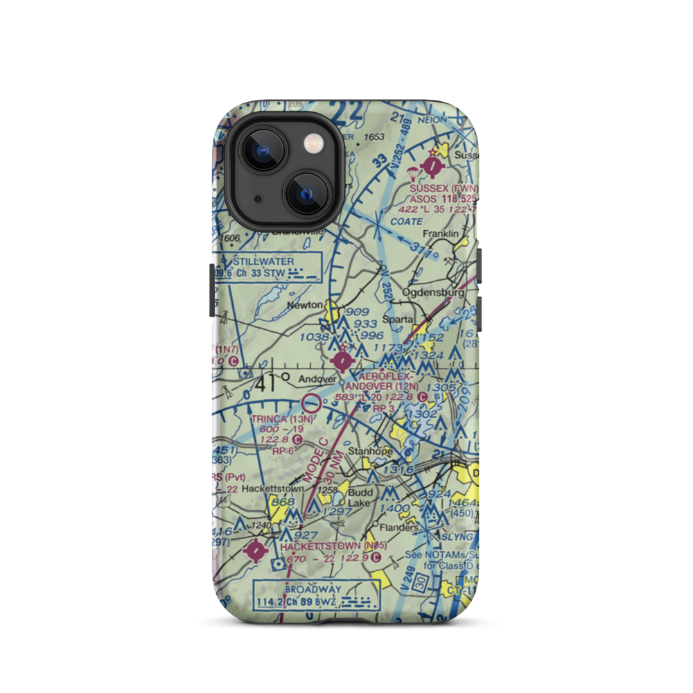 Aeroflex-Andover Airport (12N) VFR Sectional  Tough iPhone Case iPhone 13 model shown