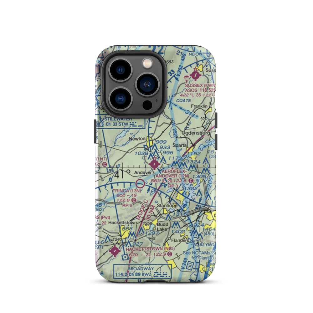 Aeroflex-Andover Airport (12N) VFR Sectional  Tough iPhone Case iPhone 13 Pro model shown