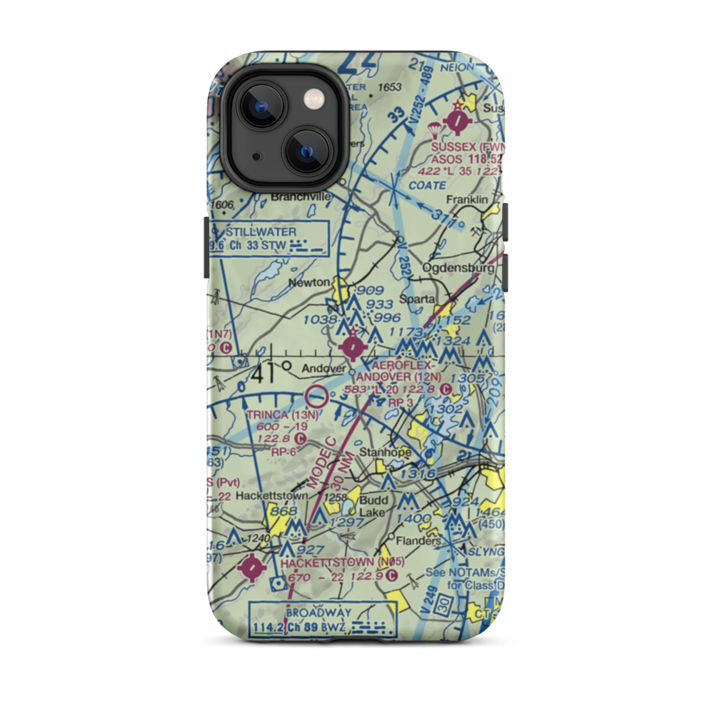 Aeroflex-Andover Airport (12N) VFR Sectional  Tough iPhone Case iPhone 14 Plus model shown