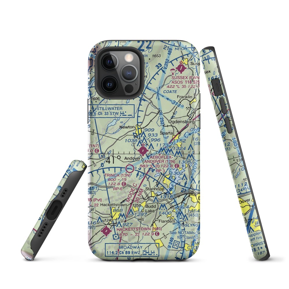 Aeroflex-Andover Airport (12N) VFR Sectional  Tough iPhone Case iPhone 12 Pro model shown