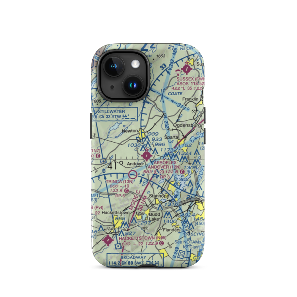 Aeroflex-Andover Airport (12N) VFR Sectional  Tough iPhone Case iPhone 15 model shown