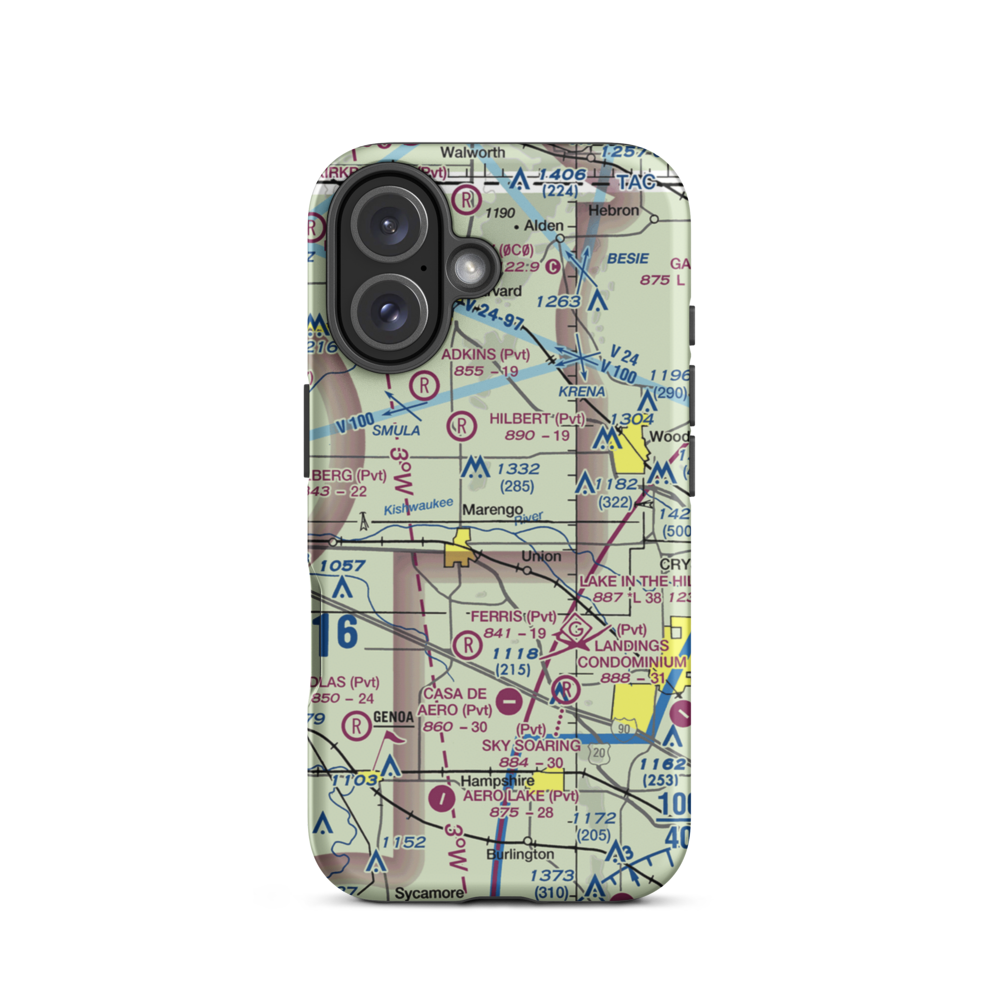 Aerogrange Airport (66IL) VFR Sectional  Tough iPhone Case iPhone 16 model shown
