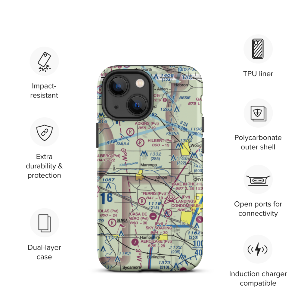 Aerogrange Airport (66IL) VFR Sectional  Tough iPhone Case iPhone 13 mini model shown