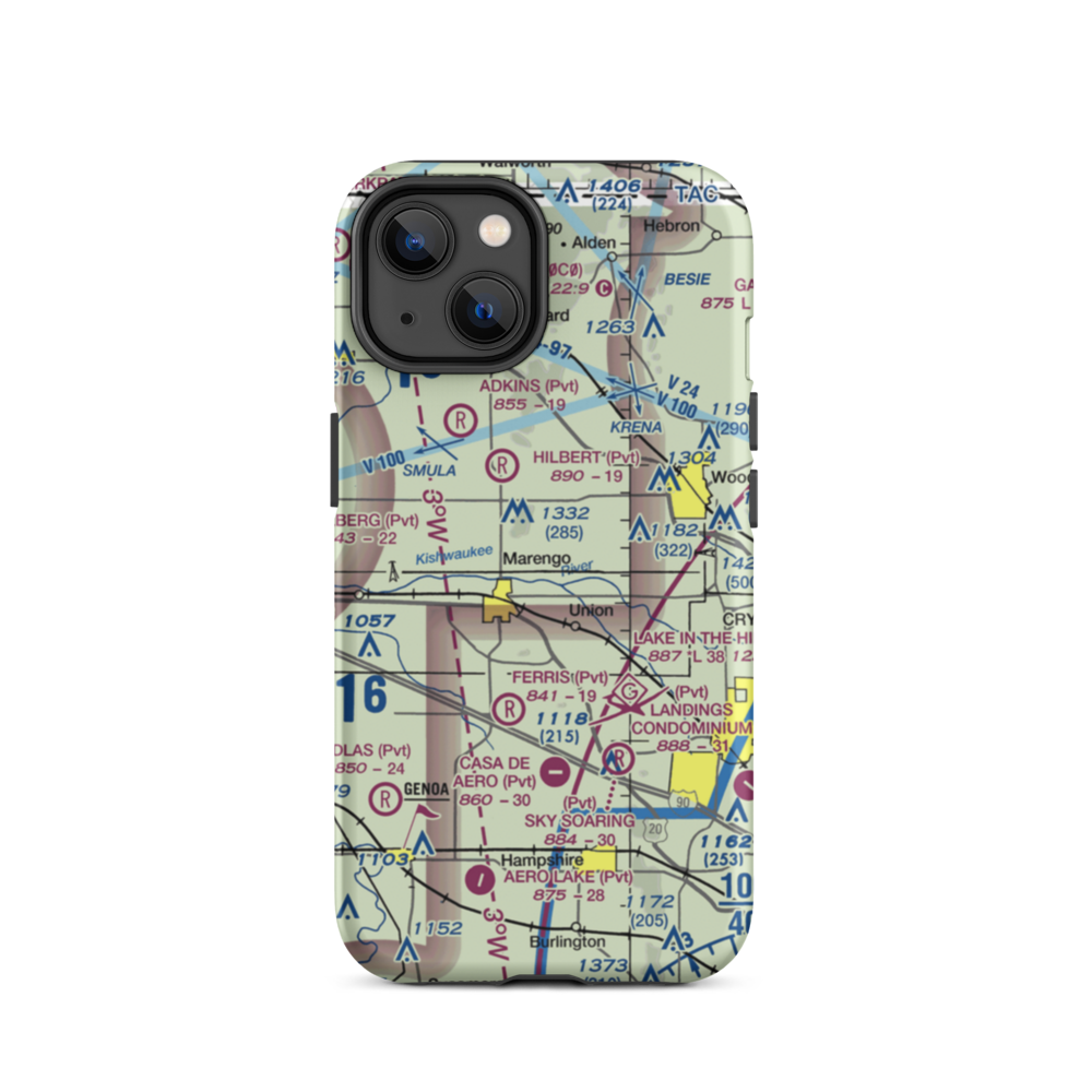 Aerogrange Airport (66IL) VFR Sectional  Tough iPhone Case iPhone 14 model shown